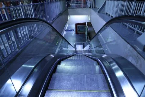Escalators in the airport Stock Photos