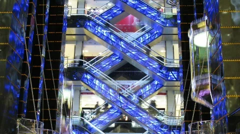 Escalators and elevators time lapse Видео 342933