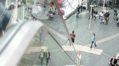Escalators in the busy mall Stock Footage 743600