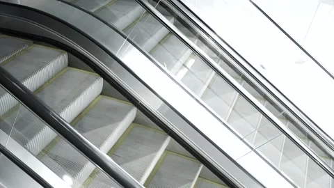 Escalators Down and Up will Stopping Stock Footage 153579419