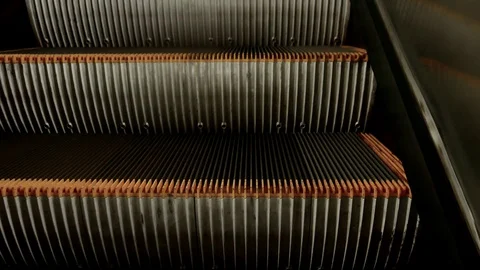 Escalators, Electric Stair. Closeup. Stock Footage 112665825