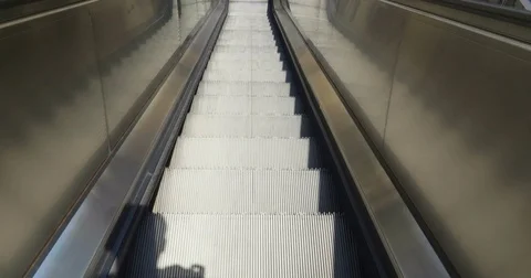 Escalators Going Down Stock Footage 79586348