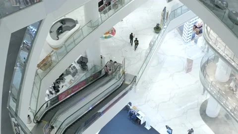 Escalators inside central world department store Stock Footage 196170801