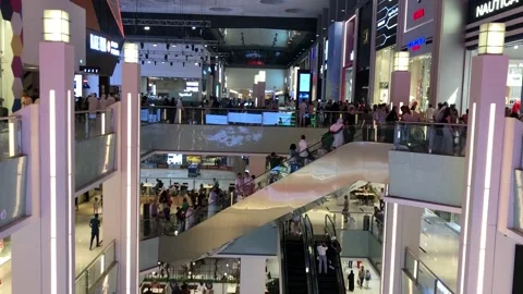 Escalators inside the Dubai Mall Stock Footage 217962617