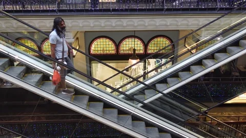 Escalators inside Queen Victoria Building Sydney Australia Video stock 265139918