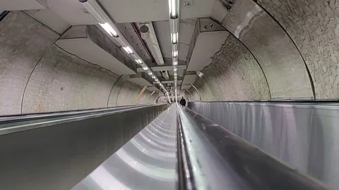 Escalators inside the subway Stock Footage 120692503