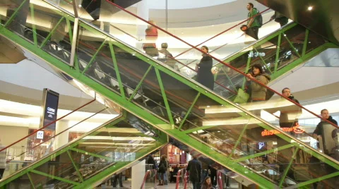 Escalators in the mall 2 Stock Footage 743823