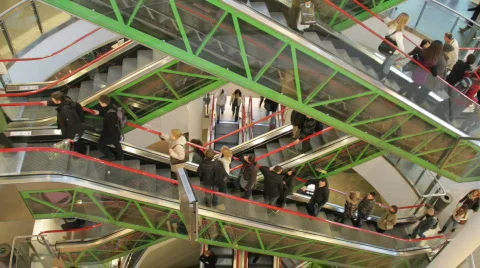 Escalators in the mall 3 Stock Footage 743818