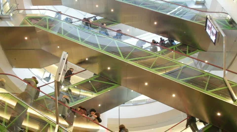 Escalators in the mall Stock Footage 743837