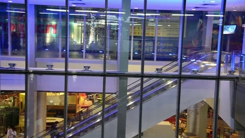 Escalators move indoor public building. Stock Footage 71008211