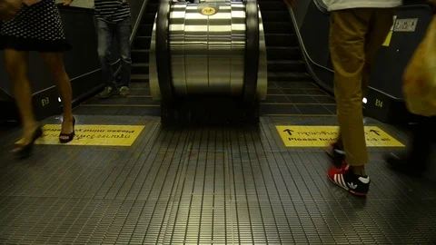 Escalators move indoor public building. Stock Footage 71019856