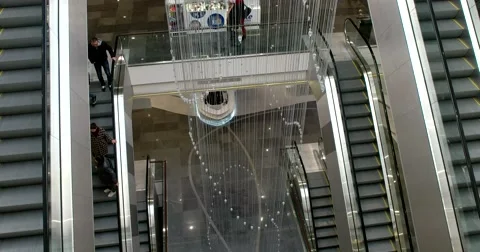 Escalators moving on different floors Stock Footage 68944805