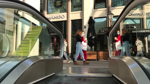 Escalators from open space Stock Footage 144561813