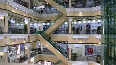 Escalators in shopping center Stock Footage 62759916