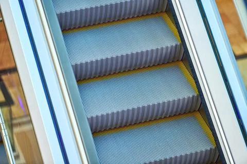 Escalators in shopping center Stock Photos