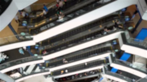 Escalators in Shopping Mall - Blurry Stock Footage 93645283