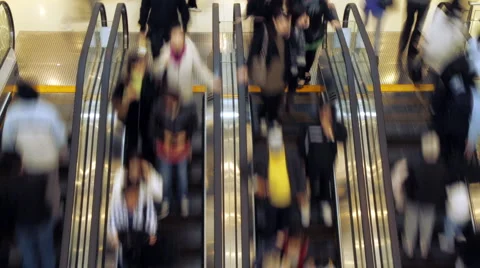 Escalators in shopping mall Stock Footage