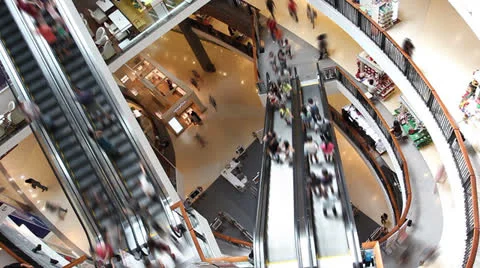 Escalators in shopping mall Stock Footage 25332207