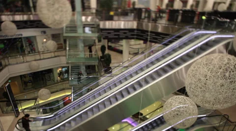 Escalators in shopping mall Stock Footage 37124911