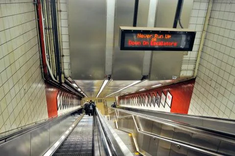 Escalators in the subway Stock Photos