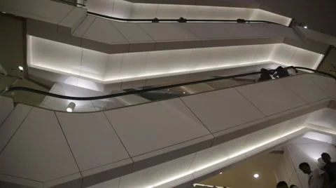 Escalators tracking in mall Stock Footage 46315571