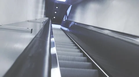 On escalators in the underground in the modern city Stock-Footage 59240590