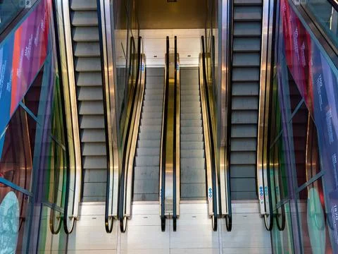 Escalators without people Stock Photos