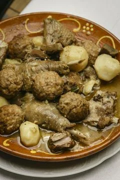Escaldums de Pollastre, - guisado de pollo mallorquin-, receta tradicional ma Stock Photos
