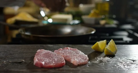 Escalope's preparation 4k Stock Footage 85835895