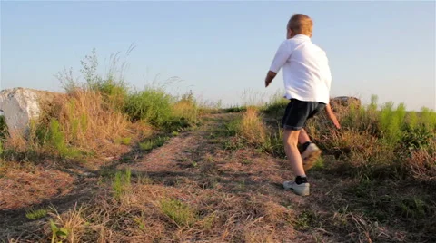 Escape boy in nature Stock Footage 52130751