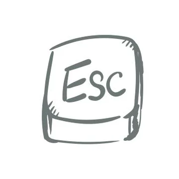 Escape button key . doodle icon, vector sign, hand drawing style pictogram Stock Illustration