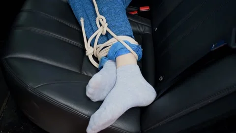 Escape from captivity. Child boy captured by kidnapper. Theft young children. Vidéo 131376734