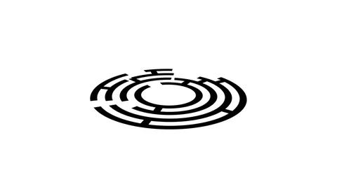 Escape circle labyrinth maze puzzle solution animation seamless loopable Stock Footage 73121971