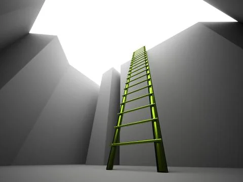 Escape on ladder from the pit Stock Illustration