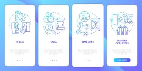 Escape rooms elements blue gradient onboarding mobile app screen 스톡 일러스트