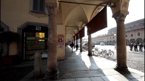 Escape route, in Ducale square, Vigevano PV, ITALY Stock Footage 88624692