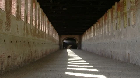 Escape route, Strada Coperta, castle of Vigevano PV, ITALY Stock Footage 62442273
