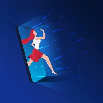 Escape from smart phone Stock Illustration