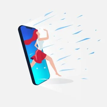 Escape from smart phone Stock Illustration