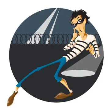 Escape of thief Stock Illustration