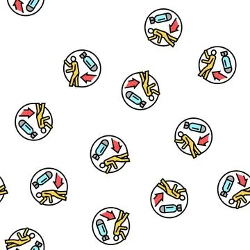 Escape from war refugee vector seamless pattern Stock Illustration
