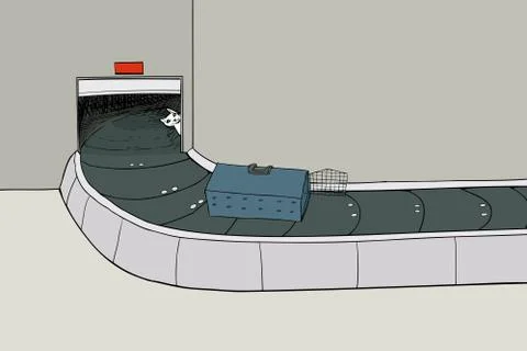 Escaped Cat in Baggage Claim Stock Illustration