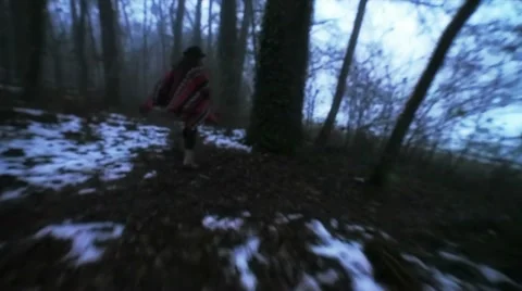 Escaping in the forest Stock Footage 20485140