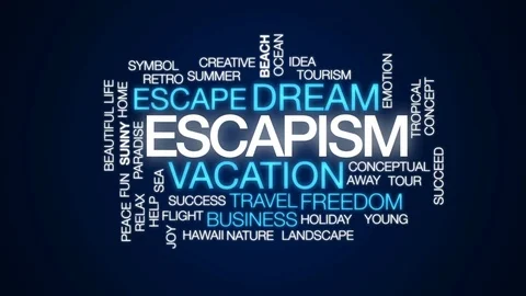 Escapism animated word cloud, text design animation. Stock Footage 79045337