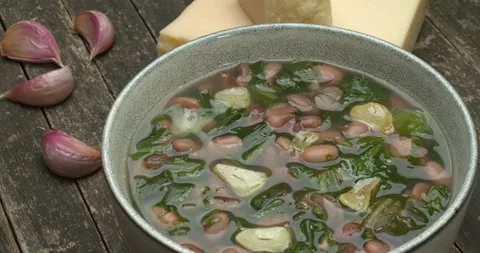 Escarole and beans soup. Stock Footage 277061759