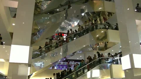 Escher like escalator reflections Stock Footage 10876912