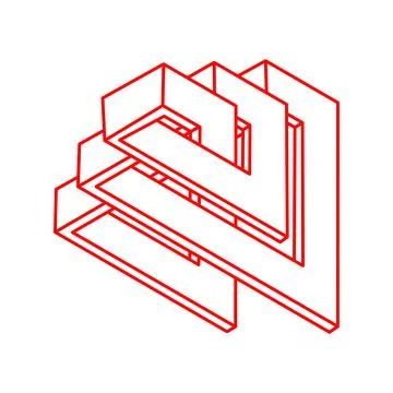 Escher paradox geometry. Logo. Optical illusion object. Sacred geometric figure Stock Illustration