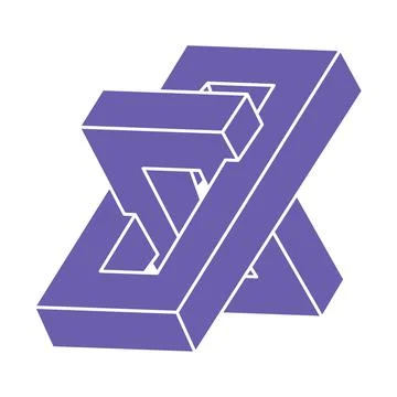 Escher paradox geometry. Logo. Optical illusion object. Sacred geometric figure Stock Illustration