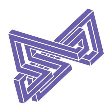 Escher paradox geometry. Logo. Optical illusion object. Sacred geometric figure イラスト素材