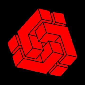 Escher paradox geometry logo. Optical illusion objects. Sacred geometric figures Stockillustratie